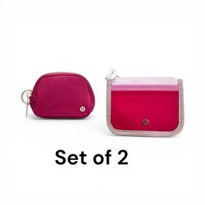 Lululemon True Identity Card Case w/pink silicone key chain+Everywhere belt Nano